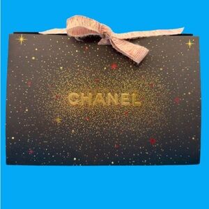 CHANEL Black and Gold Starry Cardstock Gift Bag
